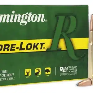 REMINGTON CORE-LOKT 30-40 KRAG 180 GRAIN - Box of Remington Core-Lokt rifle cartridges with two bullets, for deer, elk, and hog hunting, made in the USA.