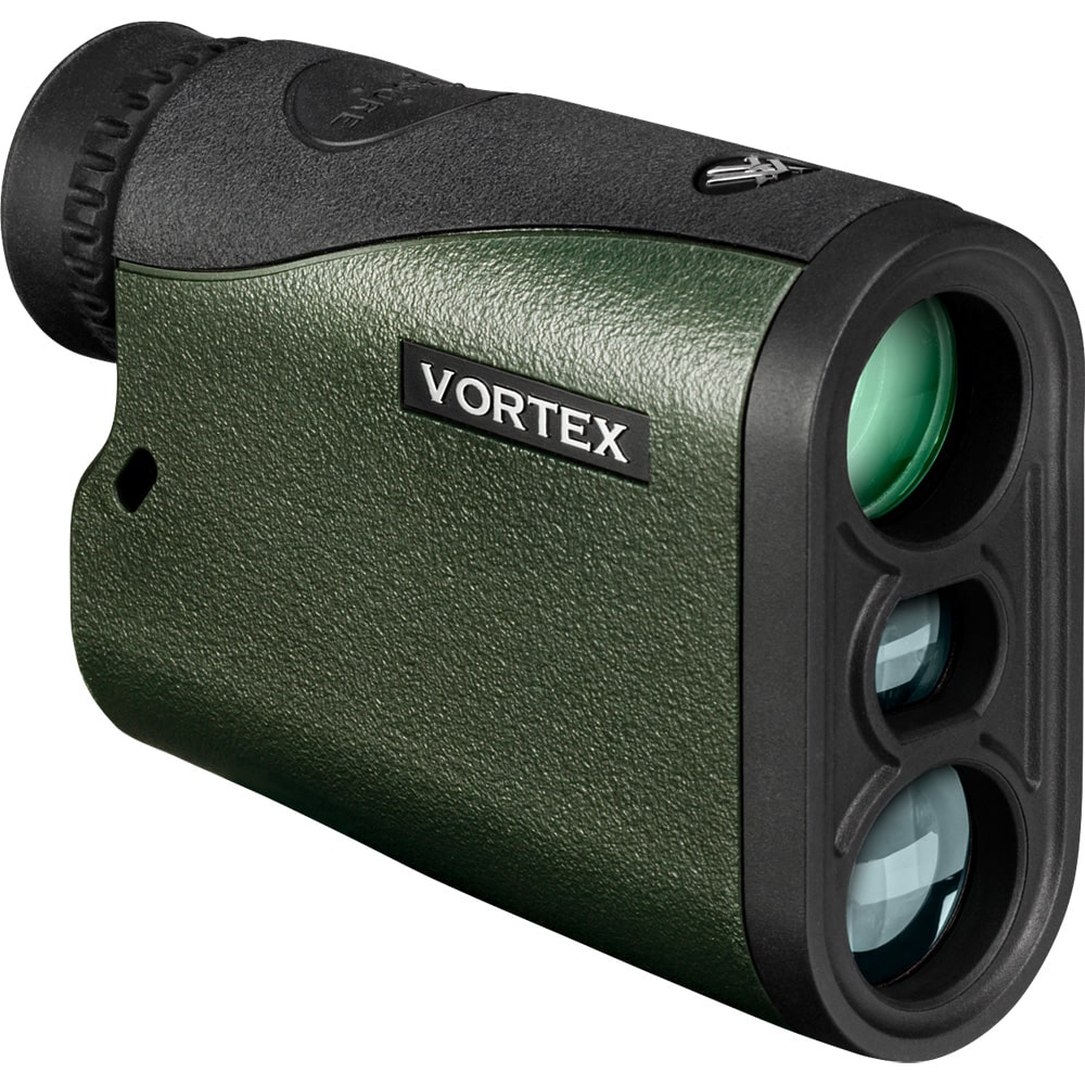 VORTEX CROSSFIRE HD 1400 LASER RANGEFINDER - Green and black Vortex monocular rangefinder with textured grip and visible multi-coated lenses.