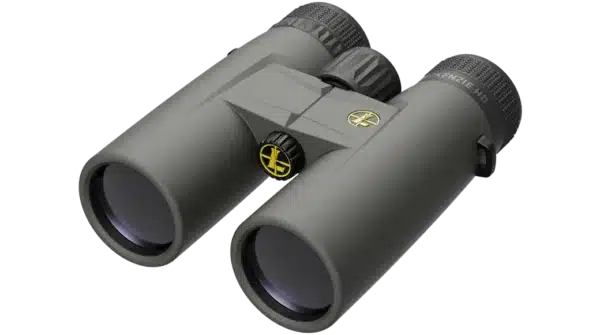 A pair of green binoculars designed for outdoor use, featuring a central focusing knob and textured grips on the eyecups. The lenses are large and circular, designed to enhance visibility. The brand logo is visible on one of the eyepieces.