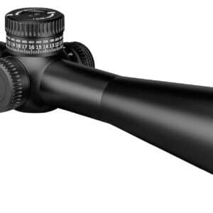 VORTEX VIPER HD 5X25X50 SFP VMR-3 MOA RIFLESCOPE - Black rifle scope with adjustment knobs and green-tinted lens, designed for precision aiming in long-distance shooting.