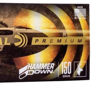 FEDERAL HAMMERDOWN RIFLE 30-30 WIN 150 GRAIN - A box of Federal Premium .30-30 Win Hammer Down 150 grain rifle cartridges with two bullets displayed alongside.