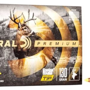 Federal Premium 270 Win ammunition box featuring Nosler ballistic tip bullets, with a graphic of a deer in the background.