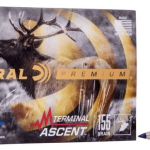 Box of Federal Premium 280 ACK IMP ammunition with image of an elk and a single bullet outside.