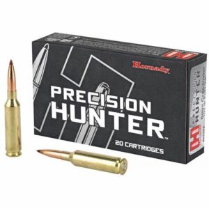 Box of Precision Hunter cartridges with two bullets displayed in front.