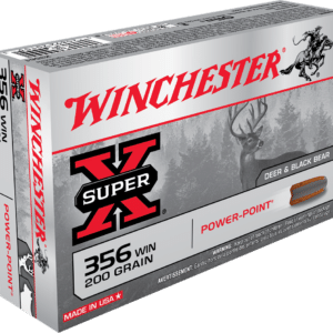 A box of Winchester Super-X, .356 WIN 200 grain ammunition for deer and black bear.