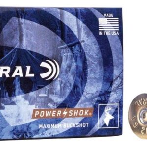 A box of Federal 12 gauge shotgun shells next to a loose shell with visible branding.