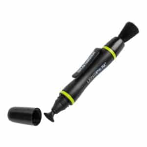 ALLEN COMPANY LENS CLEANING PEN - Black LensPen with the cap removed, displaying a brush end, and the "BREAKTHROUGH LENS PEN" brand name along the side.