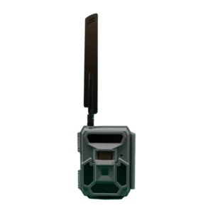RECONECO OUTDOORS KUNUK HD CELLULAR TRAIL CAMERA - A gray electronic device with a protruding black antenna, featuring a sensor and control panel on the front.