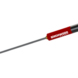 BIRCHWOOD CASEY - 270-50 CAL PISTOL CARBON CLEANING ROD - A Birchwood Casey cleaning rod with a red handle and a metal shaft, designed for maintaining firearms.