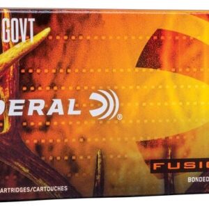 FEDERAL FUSION RIFLE 45-70 GOVT. 300 GRAIN - A box of Federal Fusion 45-70 Govt, 300 grain bonded soft point centerfire rifle cartridges, 20 count.