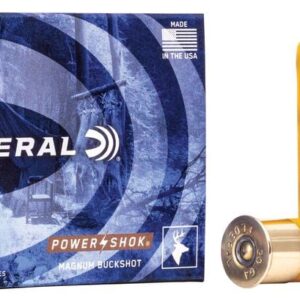 Box of 20 gauge Federal Power-Shok ammo and two yellow shotgun shells.