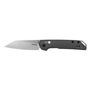 KERSHAW MINI IRIDIUM REVERSE TANTO, a sleek, modern folding knife with a stainless steel blade and a matte black handle, featuring a pocket clip and ergonomic design.