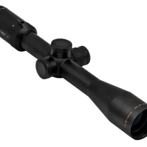 ZEROTECH THRIVE HD FFP 4-16X44 IR LR HUNTER MRAD, a sleek black rifle scope with adjustable knobs and a wide objective lens, designed for precision aiming and accuracy.