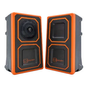 LONGSHOT RANGER PLUS TARGET CAMERA SYSTEM, two black and orange Longshot devices with a camera lens, designed for enhanced sports performance analysis and training.