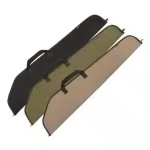 ALLEN COMPANY 46" DURANGO RIFLE CASE - Three rifle cases in black, olive green, and tan, featuring sturdy handles for easy transport.