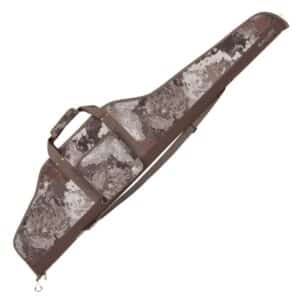 ALLEN COMPANY BEDROCK LONG RIFLE CASE - 52IN - VEIL ALPINE - A camouflage rifle case with a removable shoulder strap and padded handles, designed for protection and easy transport.