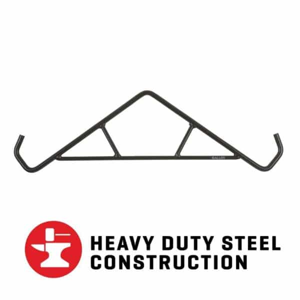 Black metal gambrel with a triangular design, a heavy-duty steel construction, featuring the Allen logo.