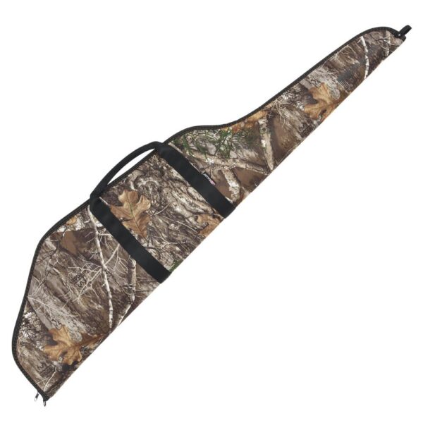 ALLEN COMPANY LEADVILLE RIFLE CASE - 48IN - REALTREE EDGE - Camo gun case with a handle, featuring a blend of brown, green, and black patterns resembling natural foliage and tree bark.