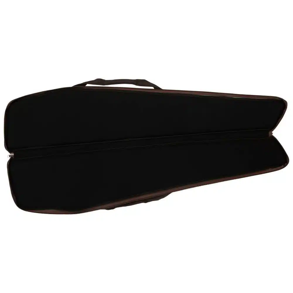 The black inside of a rifle case, featuring a zipper and a carrying handle. Ideal for protecting your rifles.