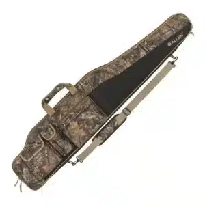 ALLEN COMPANY TEJON RIFLE CASE - 50IN - MOSSY OAK BREAK-UP COUNTRY - Camo gun case with padded interior, carrying handle, and adjustable shoulder strap; features multiple exterior pockets for storage.