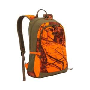 ALLEN COMPANY TERRAIN DELTA BACKPACK & DAYPACK - Orange and camo backpack with padded straps, ideal for hunting or outdoor activities, showcasing a modern design and durability.