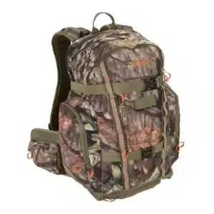ALLEN COMPANY TERRAIN KNOLL HUNTING DAYPACK - A camouflage outdoor backpack featuring adjustable straps and multiple compartments, designed for hunting and hiking activities.
