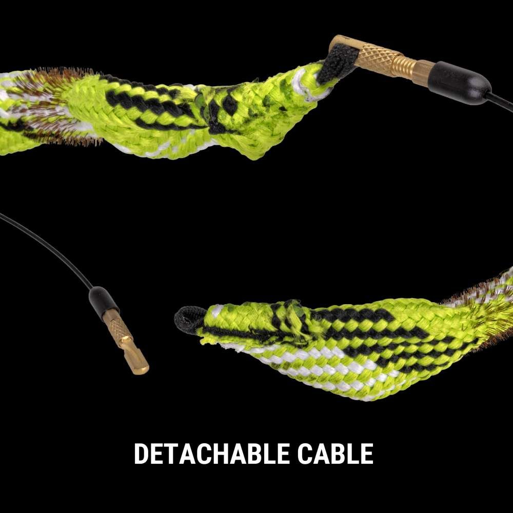Close-up of a vibrant yellow and black braided detachable cable with gold connectors, set against a black background.