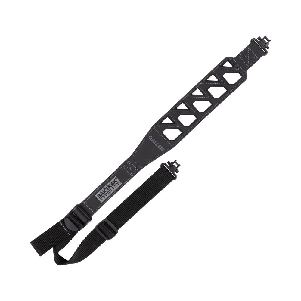 VERTEX HYPER TOUGH SLING WITH SWIVELS - Black adjustable rifle sling with a padded shoulder strap and cut-out design for better grip. Marked with the Allen brand logo.