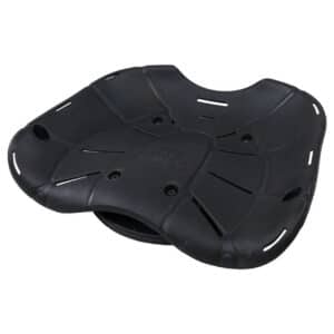 HAWK TREESTANDS 360 ERGO BUCKET SEAT - Black molded plastic Hawk bucket seat with a contoured design, air holes, and the "Hawk" logo embossed on the central section.