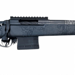 HORIZON FIREARMS VANDAL II CARBON 18" 22 CREEDMOOR - A sleek, modern rifle with a textured gray stock and distinctive patterned barrel, showcasing its tactical design and precision.