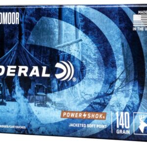 FEDERAL POWER-SHOK RIFLE 6.5 CREEDMORE 140 GRAIN - Box of Federal 6.5 Creedmoor 140 grain jacketed soft point rifle cartridges, 20 count, made in the USA.