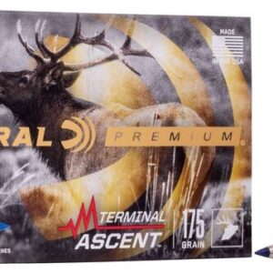 FEDERAL TERMINAL ASCENT 30-06 SPRINGFIELD 175 GRAIN - A box of Federal Premium 30-06 SPRG Terminal Ascent 175 grain rifle cartridges with two silver bullets displayed.