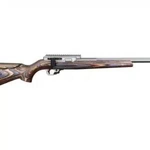 VOLQUARTSEN SUMMIT DELUXE 17 MACH 2 BROWNGRAY SPORTER - Side view of a bolt-action rifle with a wooden laminated stock and a stainless steel barrel.