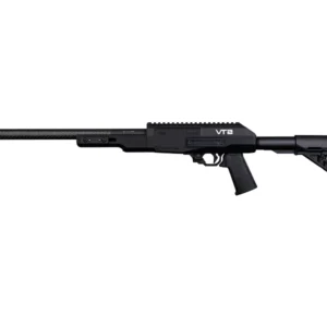 VOLQUARTSEN VT2 TAKEDOWN 17 HMR - 22 WMR SHORT HANDGUARD & RR - Black Precision VT22 rifle with carbon fiber barrel and adjustable stock, shown in side profile on a white background.