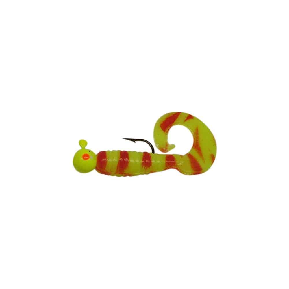 MFS Baits Lime&Red Stripes Single Tail/ Chart Head/Orange Eye - 1/16 oz
