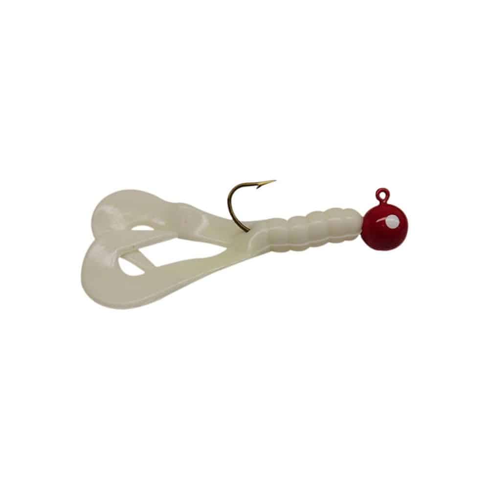 MFS Baits White Double Tail/Red Head/White Eye - 3/8 oz