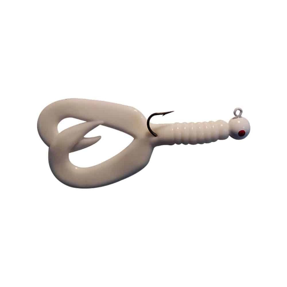 MFS Baits White Double Tail/White Head/Red Eye - 1/4 oz