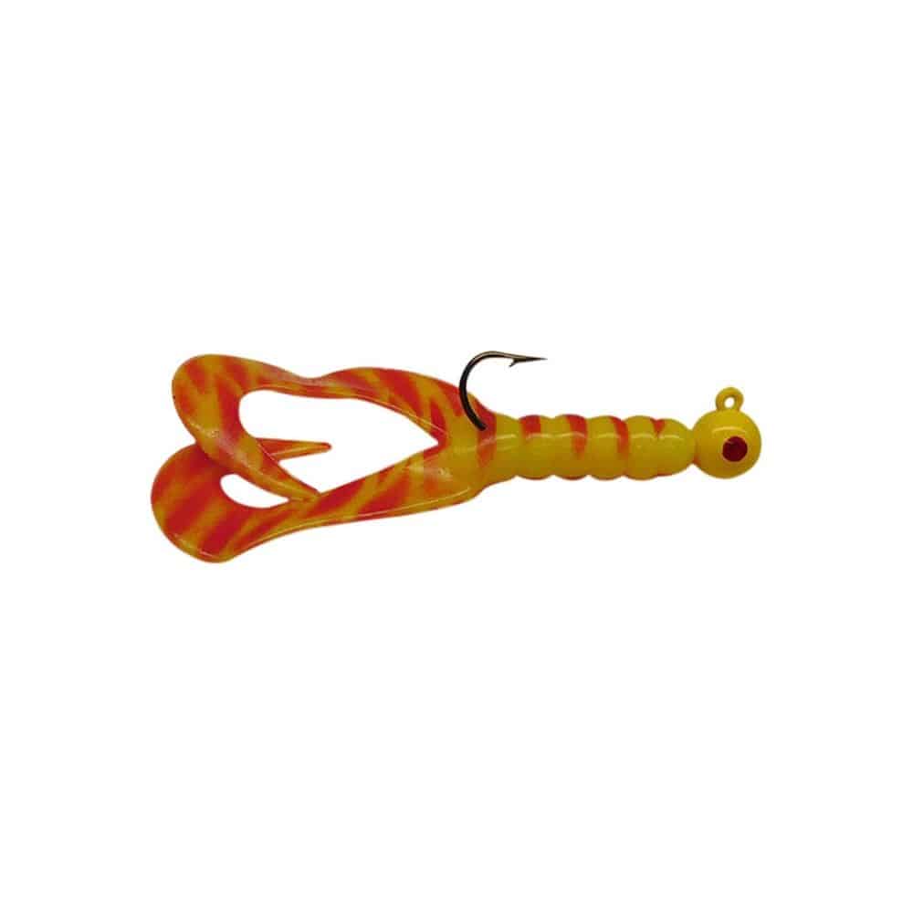 MFS Baits Yellow &red Stripes Double Tail/Yellow Head/Red Eye - 1/4 oz