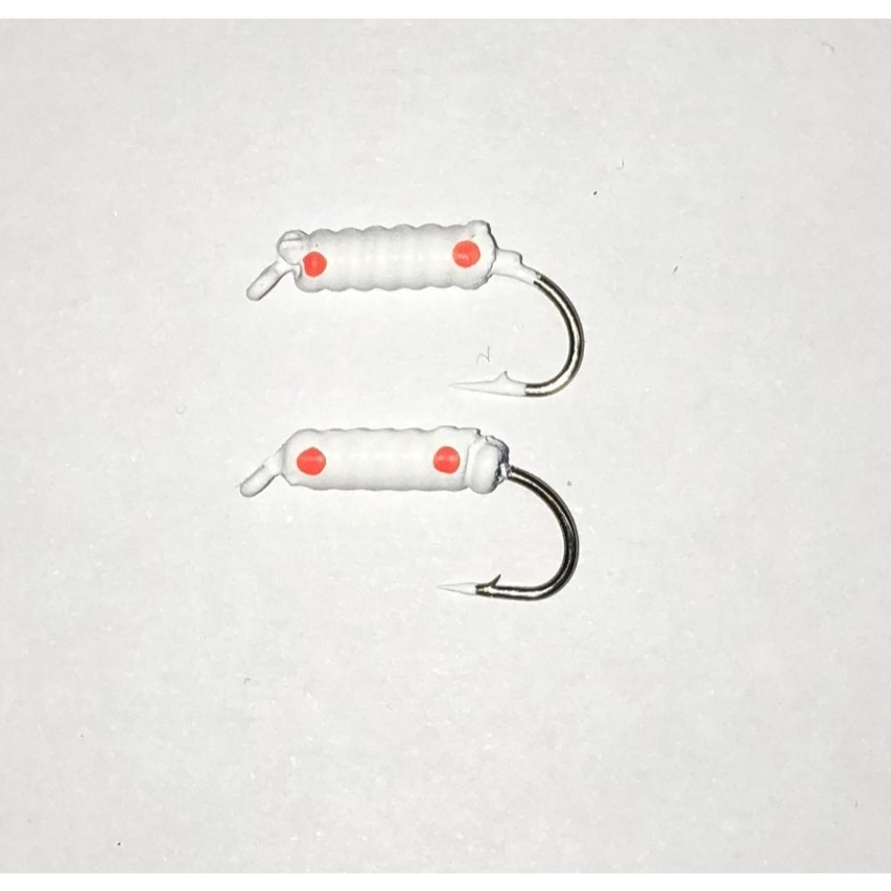 MFS Lead Worms #6 2/Pk - White/Orange Dots