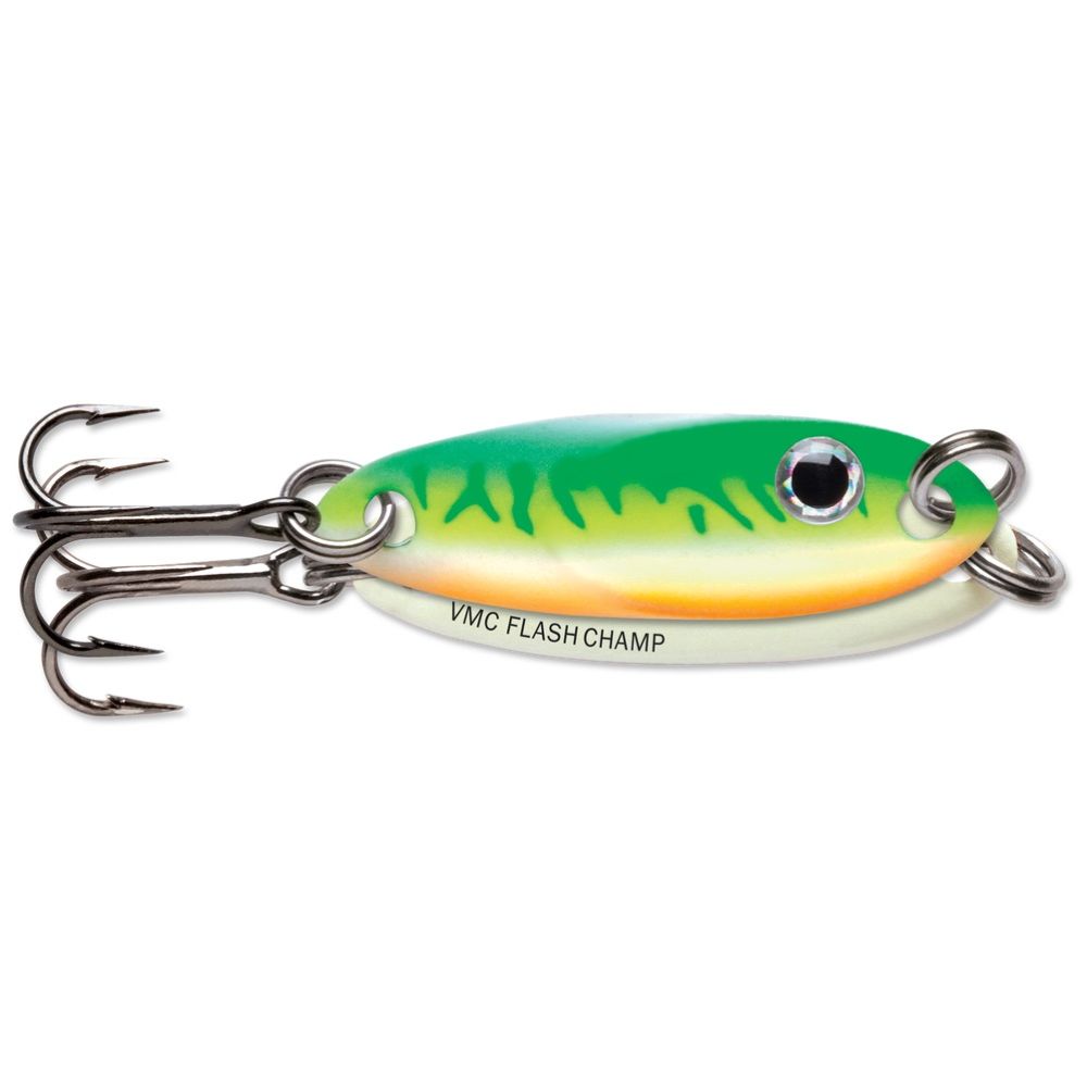 VMC Flash Champ Spoon - Glow Green Fire UV