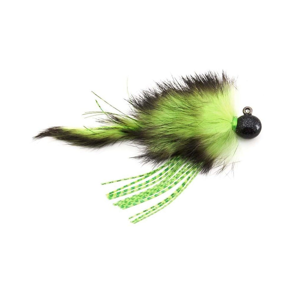 Zak Tackle Twitching Jig 1/2 oz - Chart Collar, Green/BLK Tail, Black Head